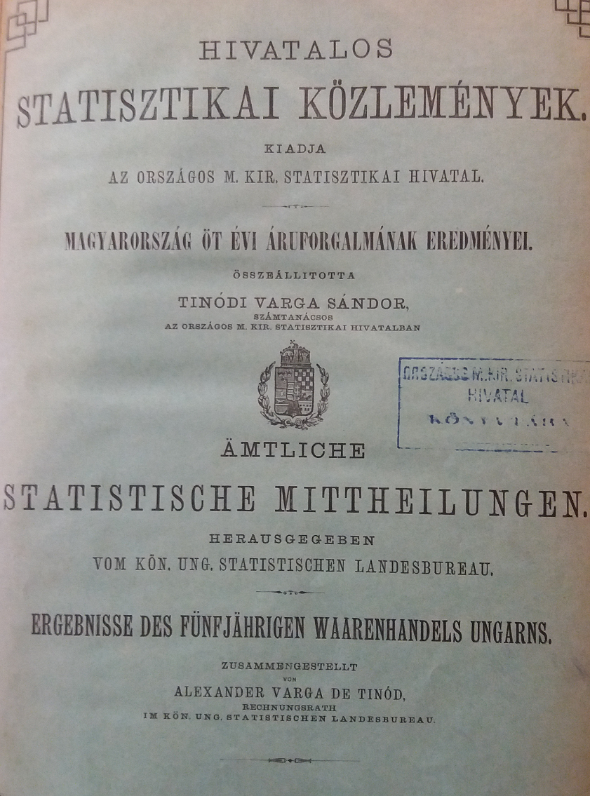 Hivatalos Statisztikai Közlemények