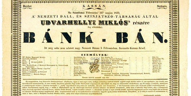 200 éve került sor Katona József Bánk bán című művének első könyvkiadására